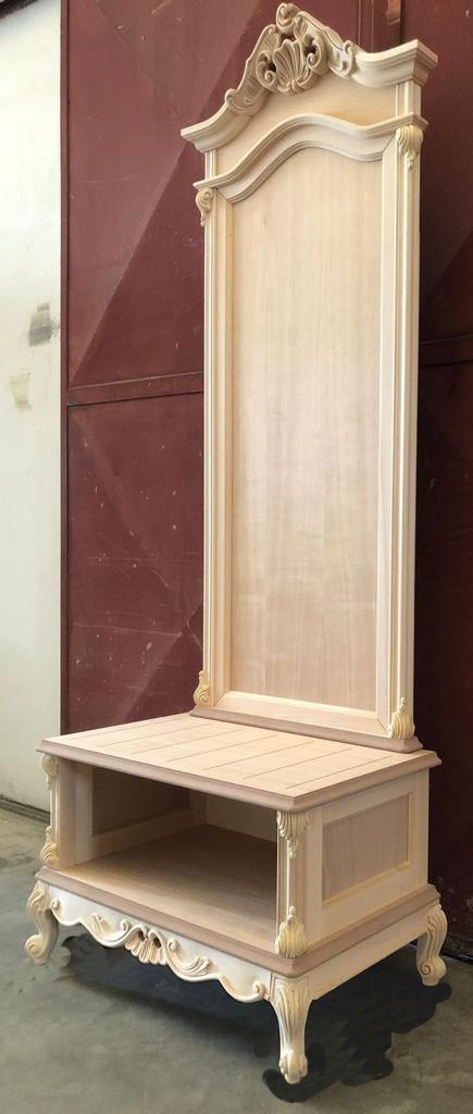 Porta valigie con pannello classico barocco legno grezzo 82x51x221 - Mobili 2G