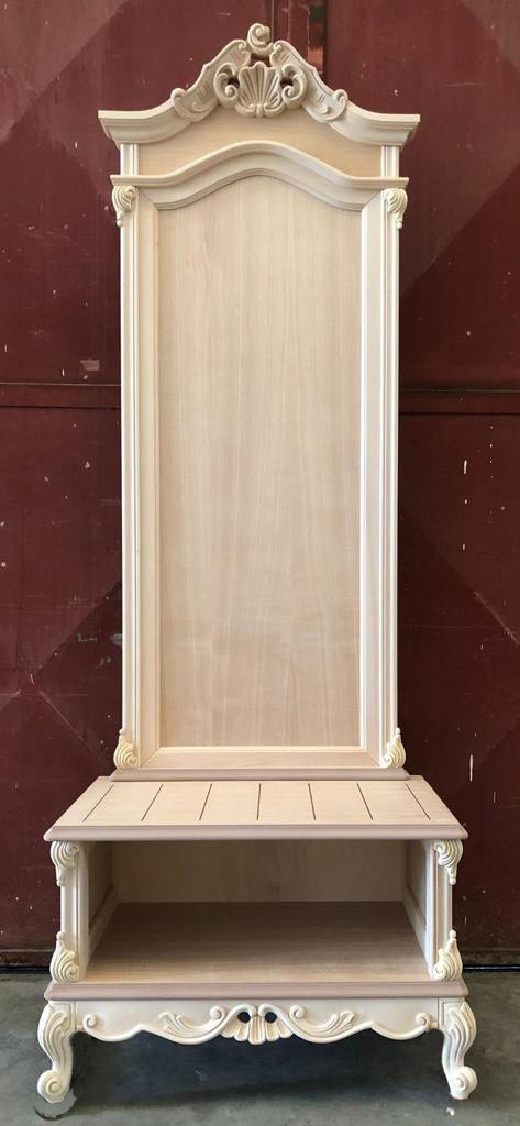 Porta valigie con pannello classico barocco legno grezzo 82x51x221 - Mobili 2G