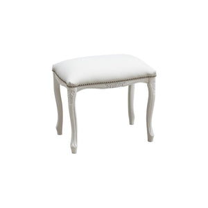 Pouff imbottito ecopelle bianca legno shabby bianco 43x33x43 - Mobili 2G