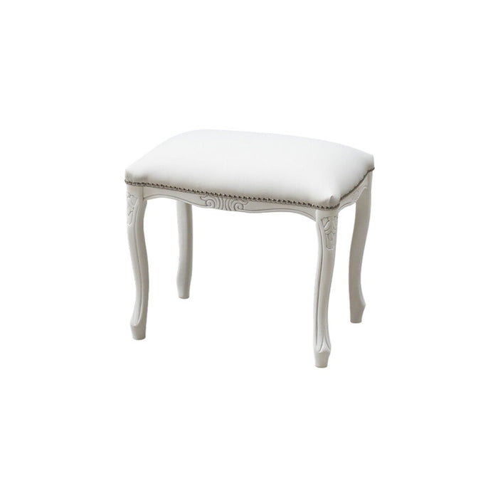 Pouff imbottito ecopelle bianca legno shabby bianco 43x33x43 - Mobili 2G