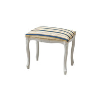 Pouff imbottito tessuto blu legno shabby bianco 43x33x43 - Mobili 2G