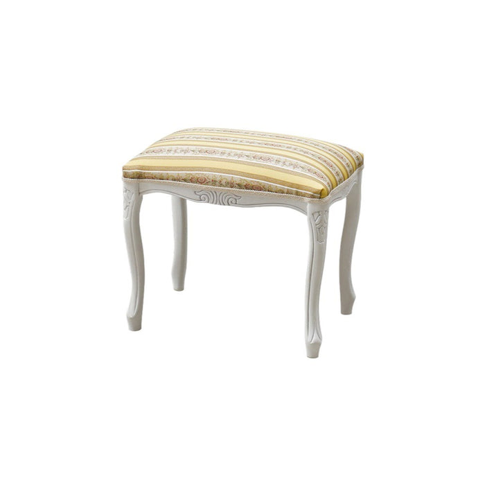 Pouff imbottito tessuto giallo legno shabby bianco 43x33x43 - Mobili 2G