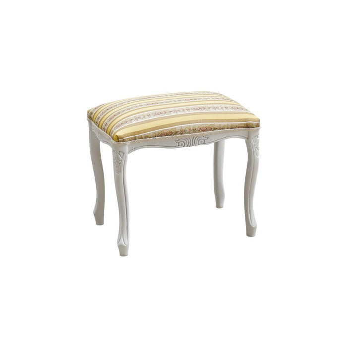 Pouff imbottito tessuto giallo legno shabby bianco 43x33x43 - Mobili 2G