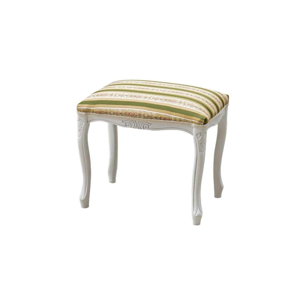 Pouff imbottito tessuto verde legno shabby bianco 43x33x43 - Mobili 2G