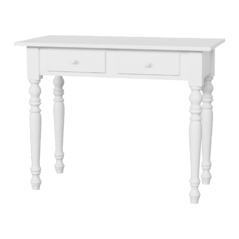 Scrivania 2 cassetti bianco shabby tornita 105x55x78 - Mobili 2G