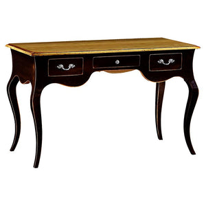 Scrivania luigi xv elegante laccata nera piano naturale 150x75x80