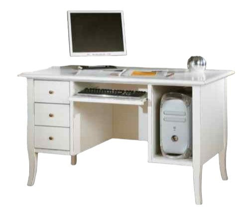 Scrivania porta computer legno bianco opaco 130x75x81 - Mobili 2G