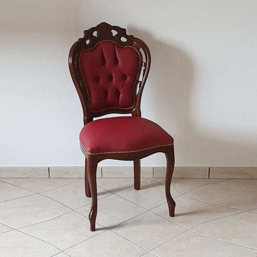 Sedia classica legno capitoneè imbottita ecopelle rossa 56x50x110 - Mobili 2G