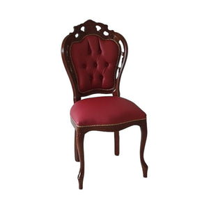 Sedia classica legno capitoneè imbottita ecopelle rossa 56x50x110 - Mobili 2G