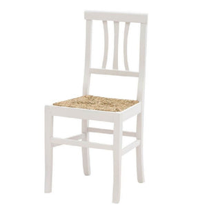  set 2 sedie legno seduta paglia bianco shabby chic