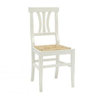  set 2 sedie legno seduta paglia bianco shabby chic