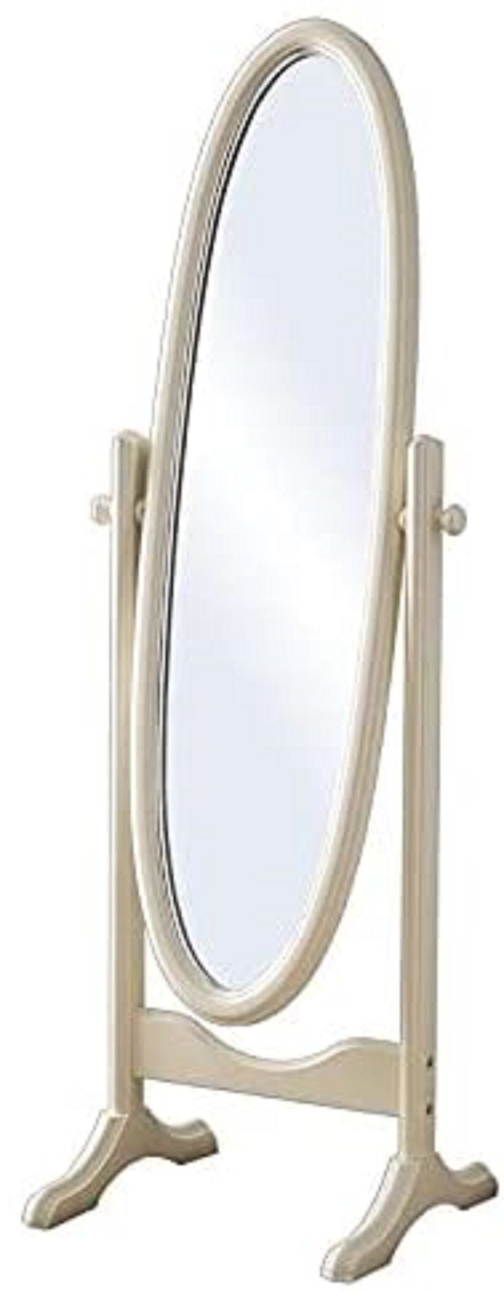 Specchiera girevole ovale laccato avorio con particolari foglia argento brillante : l.57 x h. 1