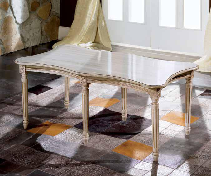 Tavolino shabby da salotto in legno intagliato con fregi - Mobili 2G