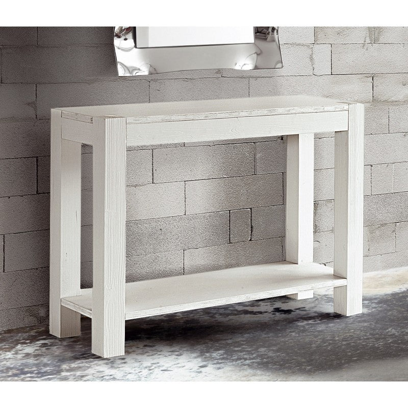 Tavolo consolle in legno di abete laccato bianco 105x35x75