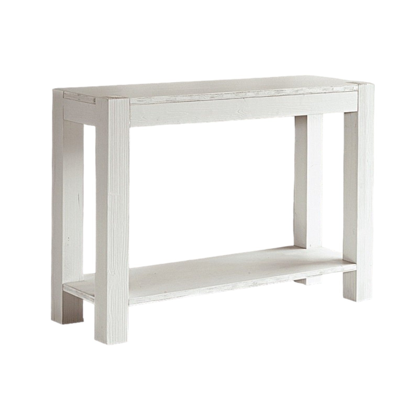 Tavolo consolle in legno di abete laccato bianco 105x35x75