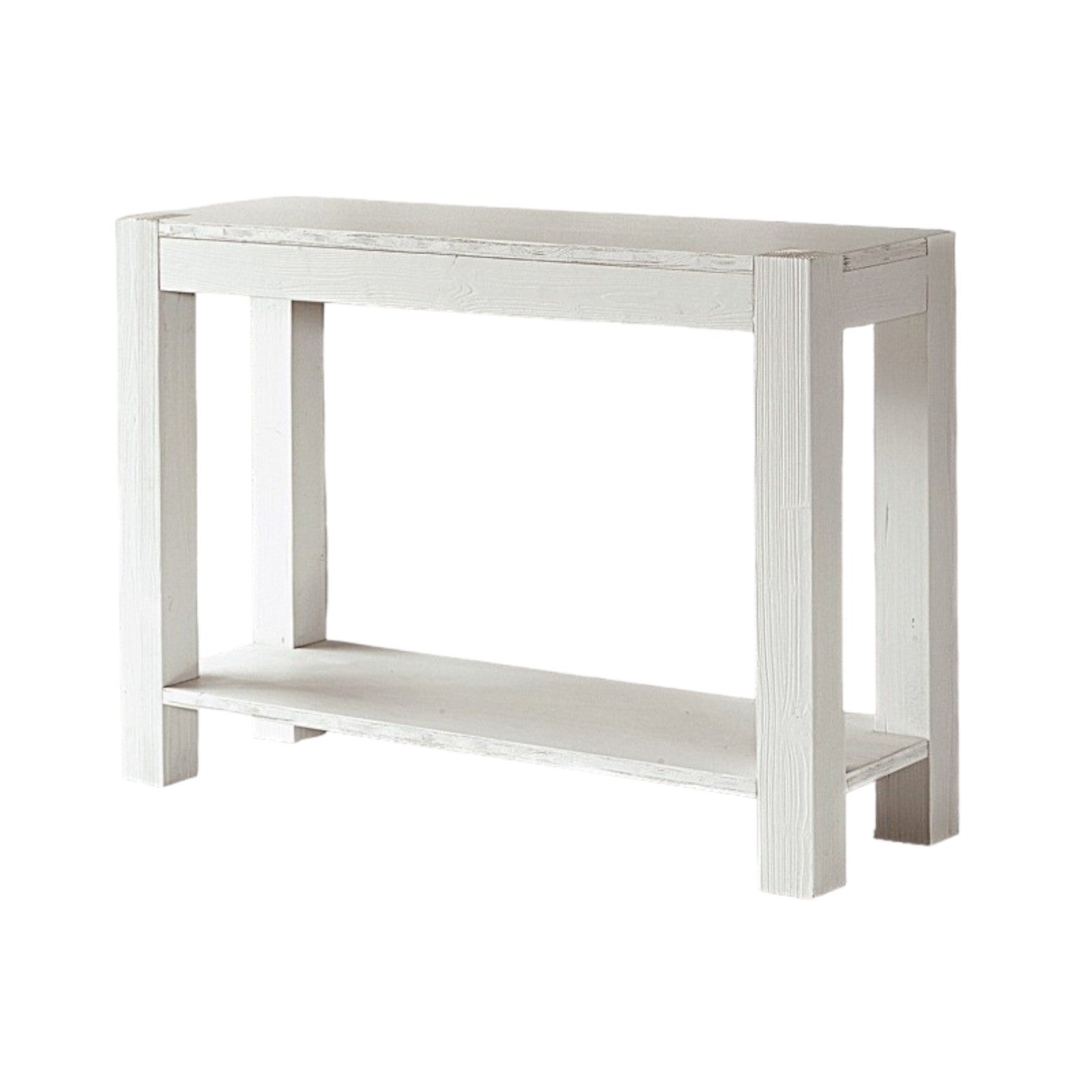 Tavolo consolle in legno di abete laccato bianco 105x35x75