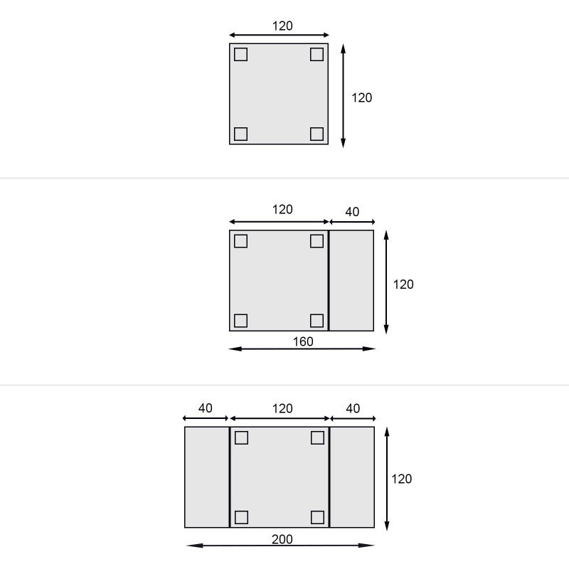 Tavolo quadrato allungabile classico tinta noce 120x120x78 - Mobili 2G