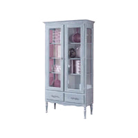 Vetrina 2 porte 2 cassetti in legno shabby azzurro l.102 p.42 h.191