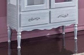 Vetrina 2 porte 2 cassetti in legno shabby azzurro l.102 p.42 h.191