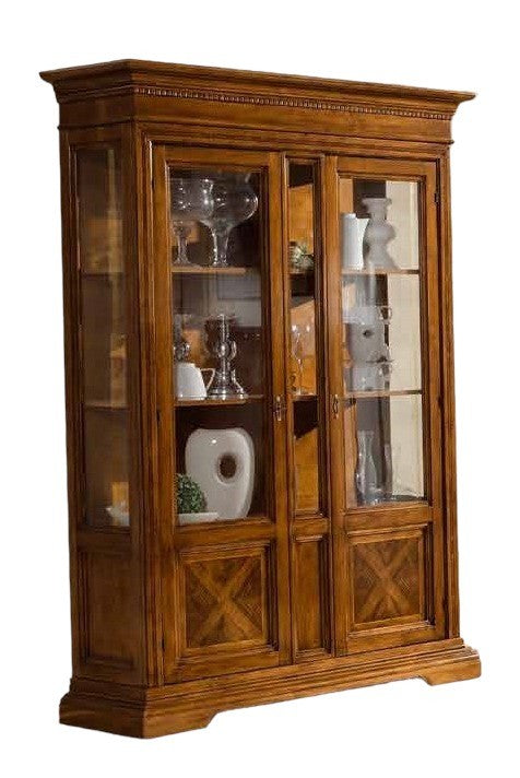 Vetrina 2 porte in legno con intarsi noce bassano l.146 p.53 h. 213