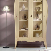 Vetrina 2 porte in legno shabby avorio patinato l.115 p.48 h.204