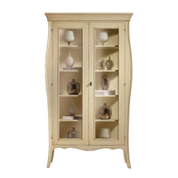 Vetrina 2 porte in legno shabby avorio patinato l.115 p.48 h.204