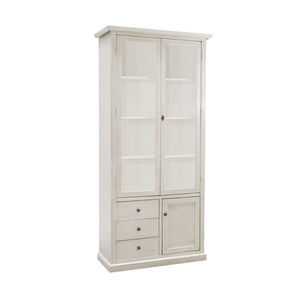 Vetrina 3 ante 3 cassetti in legno shabby bianco anticato 90x41x186 - Mobili 2G