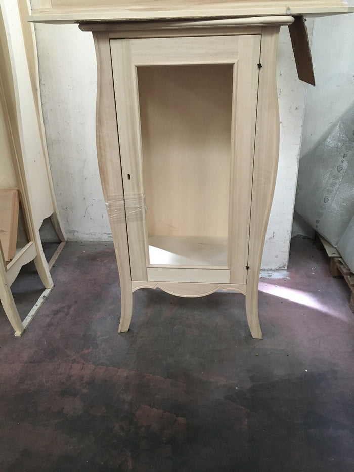 Vetrina classica 1 porta in legno grezzo l.71 p.48 h.134