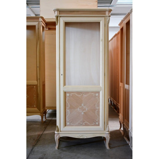 Vetrina classica 1 porta in legno grezzo l.76 p.44 h.190 - Mobili 2G