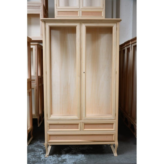 Vetrina classica  2 porte 3 cassetti in legno grezzo l.108 p.40 h.175 - Mobili 2G