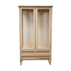 Vetrina classica  2 porte 3 cassetti in legno grezzo l.108 p.40 h.175 - Mobili 2G