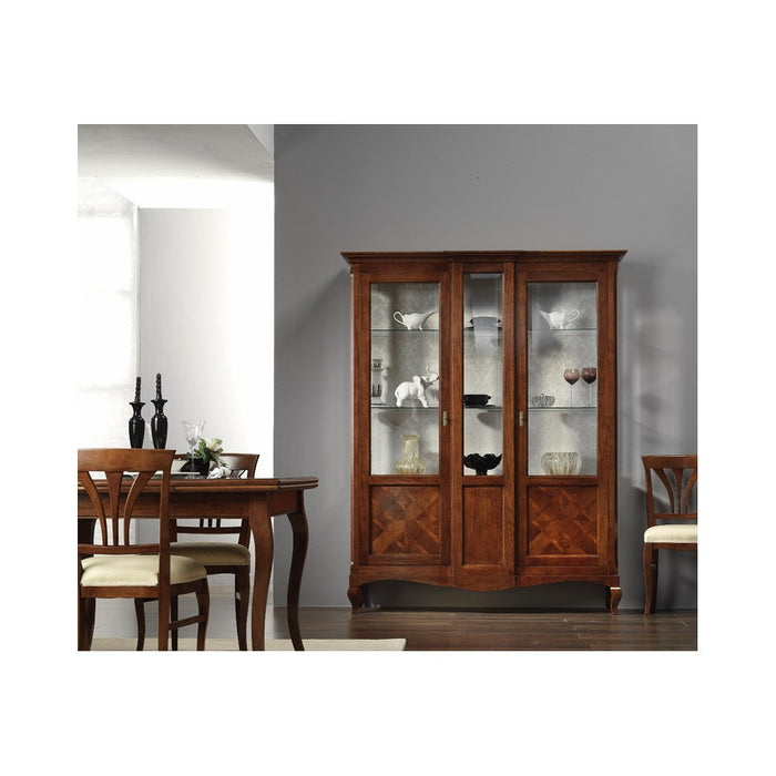 Vetrina classica 2 porte in legno finitura bassano 163x45x207