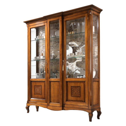 Vetrina classica 2 porte legno intarsio bassano 163x45x207