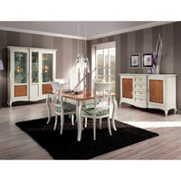 Vetrina classica 2 porte legno intarsio floreale bianco shabby 163x45x207 - Mobili 2G