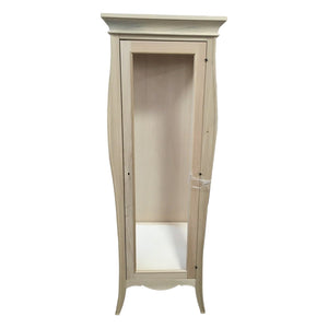 Vetrina classica bombata 1 porta dx in legno grezzo l.71 p.48 h.204