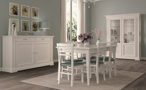 Vetrina classica decoro legno 2 porte shabby bianco 170x45x210