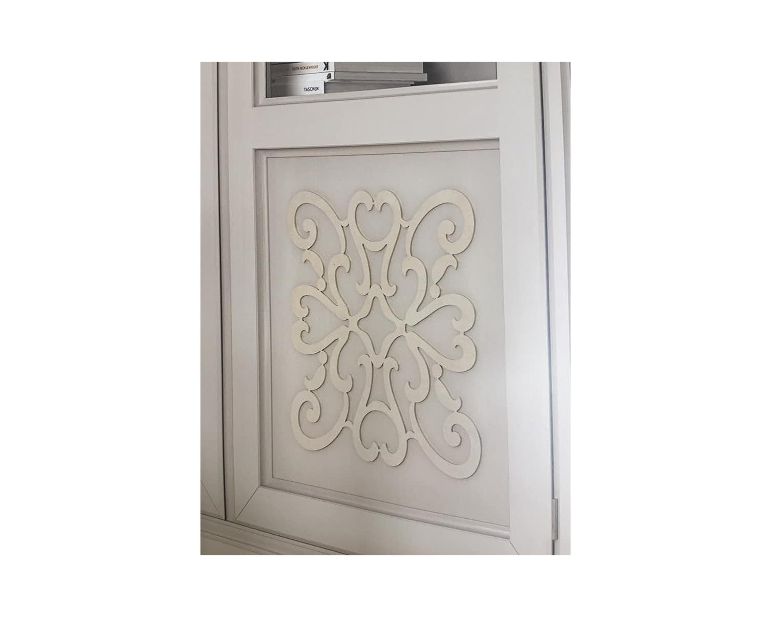 Vetrina classica decoro legno 2 porte shabby bianco 170x45x210