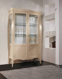 Vetrina classica in legno 2 porte avorio 130x50x200 - Mobili 2G