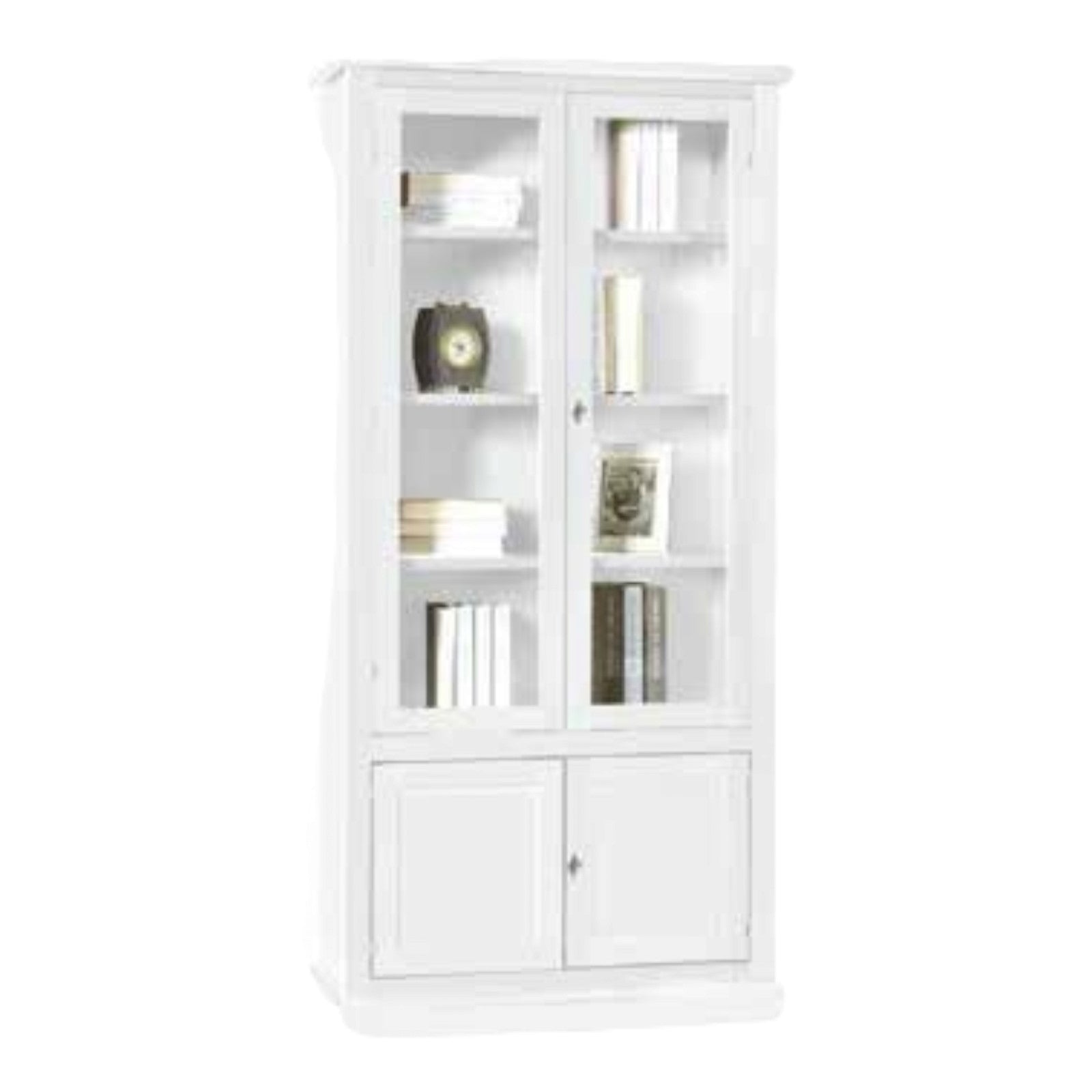 Vetrina classica in legno bianco 90x41x186h