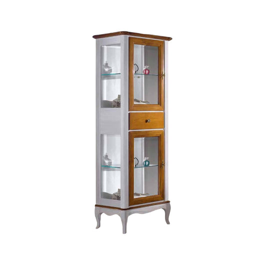 Vetrina classica provenzale in legno 2 porte 1 cassetto l.61 p.41 h.180 - Mobili 2G