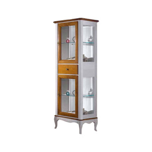 Vetrina classica provenzale in legno 2 porte 1 cassetto l.61 p.41 h.180 - Mobili 2G