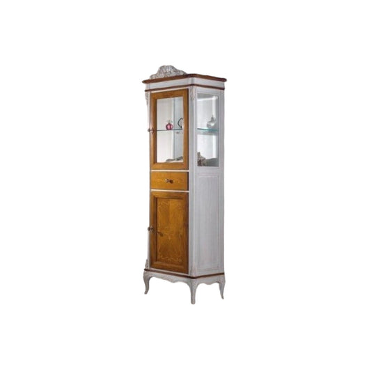 Vetrina classica provenzale in legno 2 porte 1 cassetto l.61 p.41 h.190 - Mobili 2G