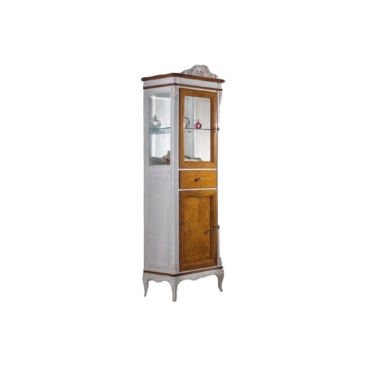 Vetrina classica provenzale in legno 2 porte 1 cassetto l.61 p.41 h.190 - Mobili 2G