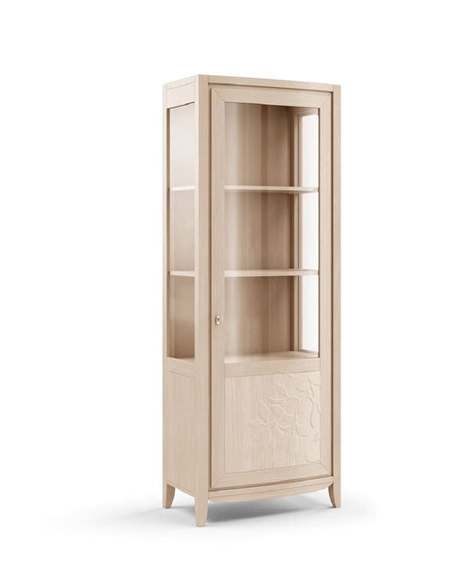 Vetrina contemporanea 1 porta decoro foglia in legno naturale l.70 p.42 h.200 - Mobili 2G