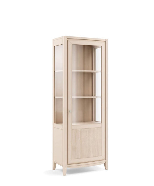 Vetrina contemporanea 1 porta decoro onda in legno naturale l.70 p.42 h.200 - Mobili 2G