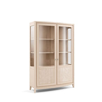 Vetrina contemporanea 2 porte decoro foglia in legno naturale l.128 p.46 h.200 - Mobili 2G