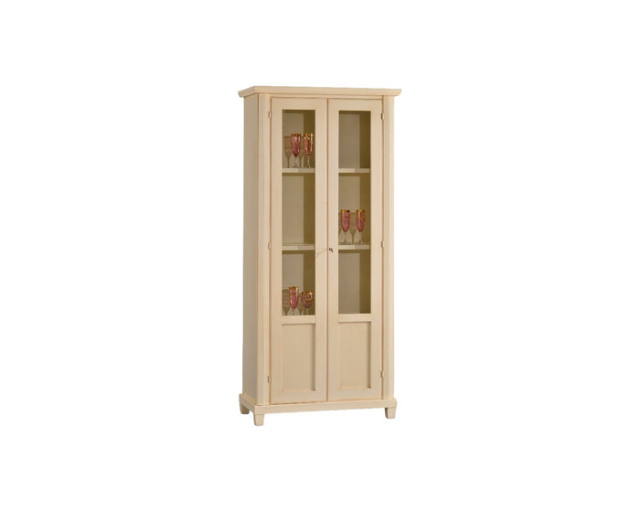 Vetrina in legno 2 porte arte povera avorio patinato 87x40x189