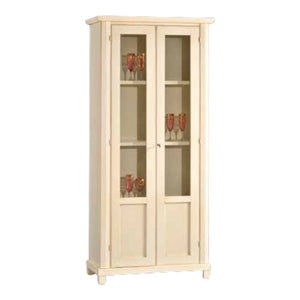 Vetrina in legno 2 porte arte povera avorio patinato 87x40x189