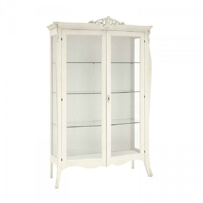 Vetrina in legno classica shabby 2 porte bianco 130x50x212 - Mobili 2G