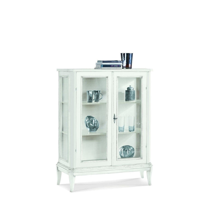 Vetrina in legno shabby 2 porte bianco 96 p.36 h.116